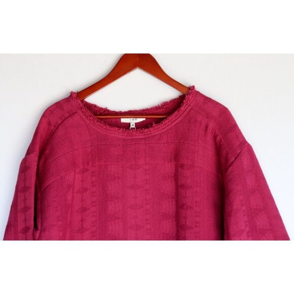 IRO Women Size 40 US8 Medium Fuchsia Pink Hester Frayed Cotton-Jacquard Top $590 - Picture 7 of 10